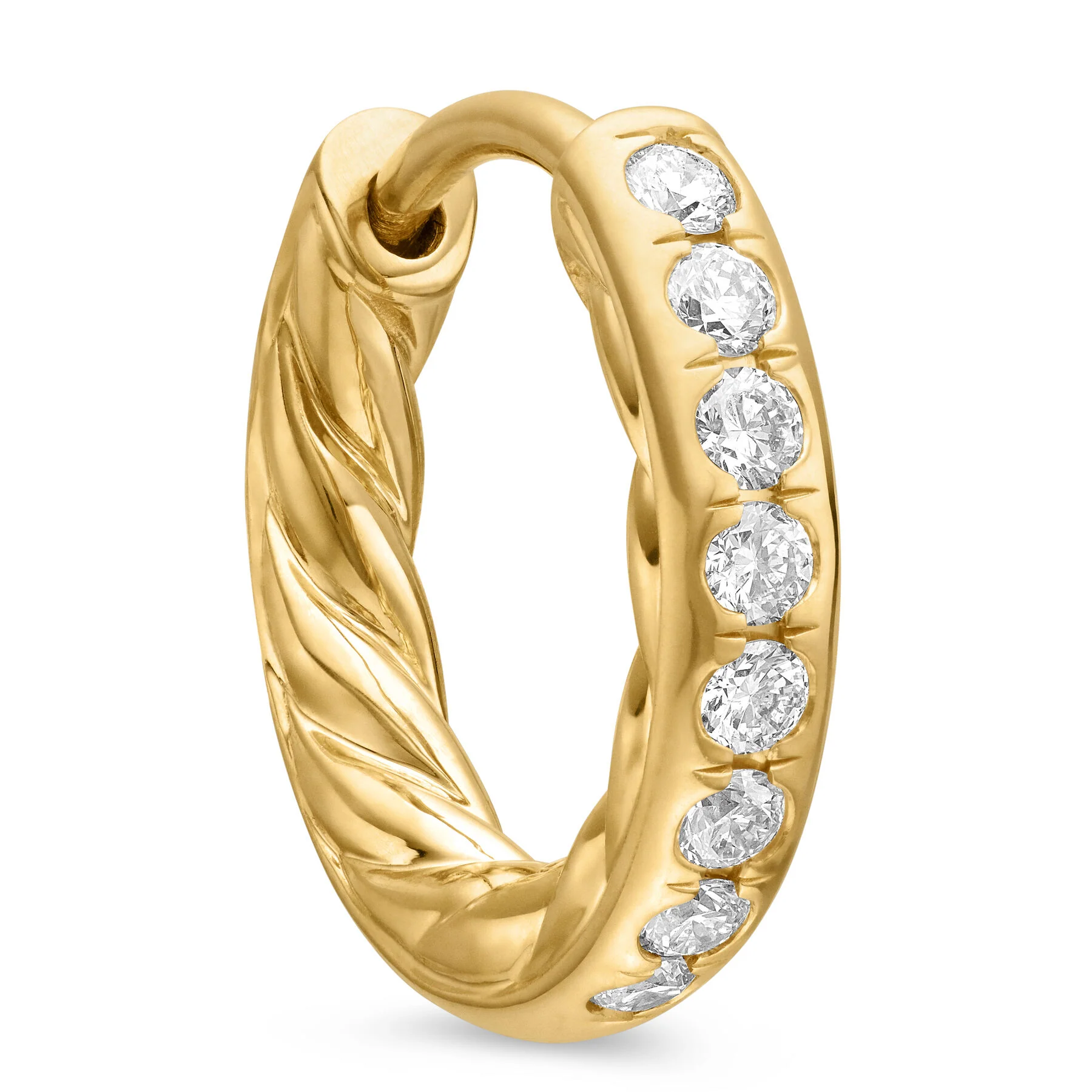 David Yurman The Petite Pavé Collection Earring in 18-Karat Yellow Gold - Image 4