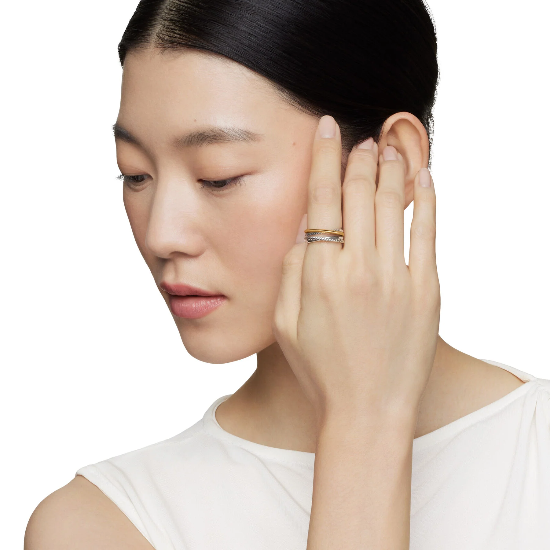 David Yurman The Crossover® Collection Ring in Silver and 18-Karat Yellow Gold - Image 5