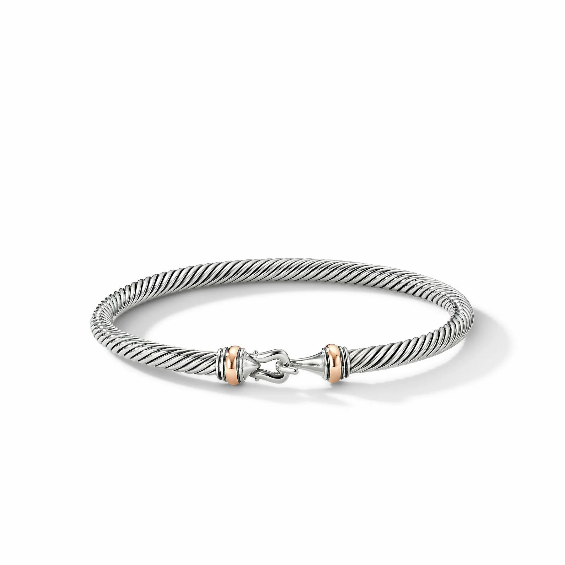 David Yurman The Cable Collection® Bracelet in Stainless Steel and 18-Karat Rose Gold - Image 2