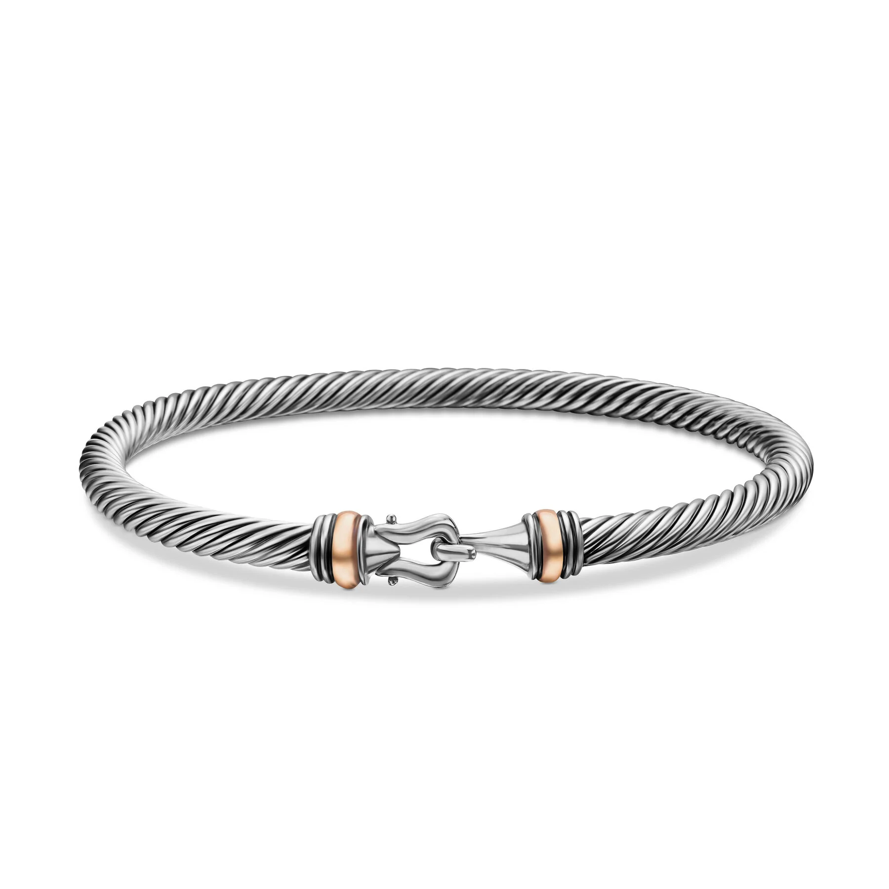 David Yurman The Cable Collection® Bracelet in Stainless Steel and 18-Karat Rose Gold - Image 3