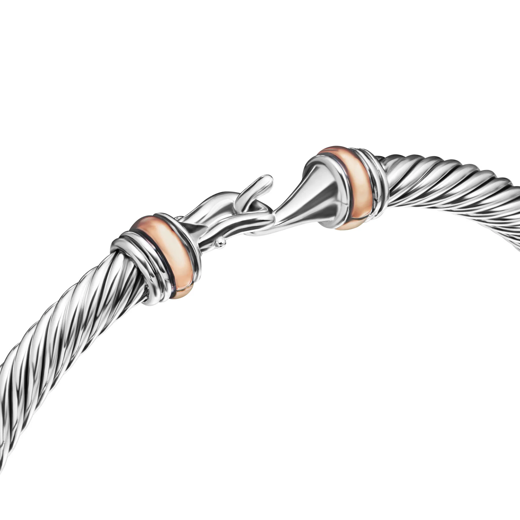 David Yurman The Cable Collection® Bracelet in Stainless Steel and 18-Karat Rose Gold - Image 4