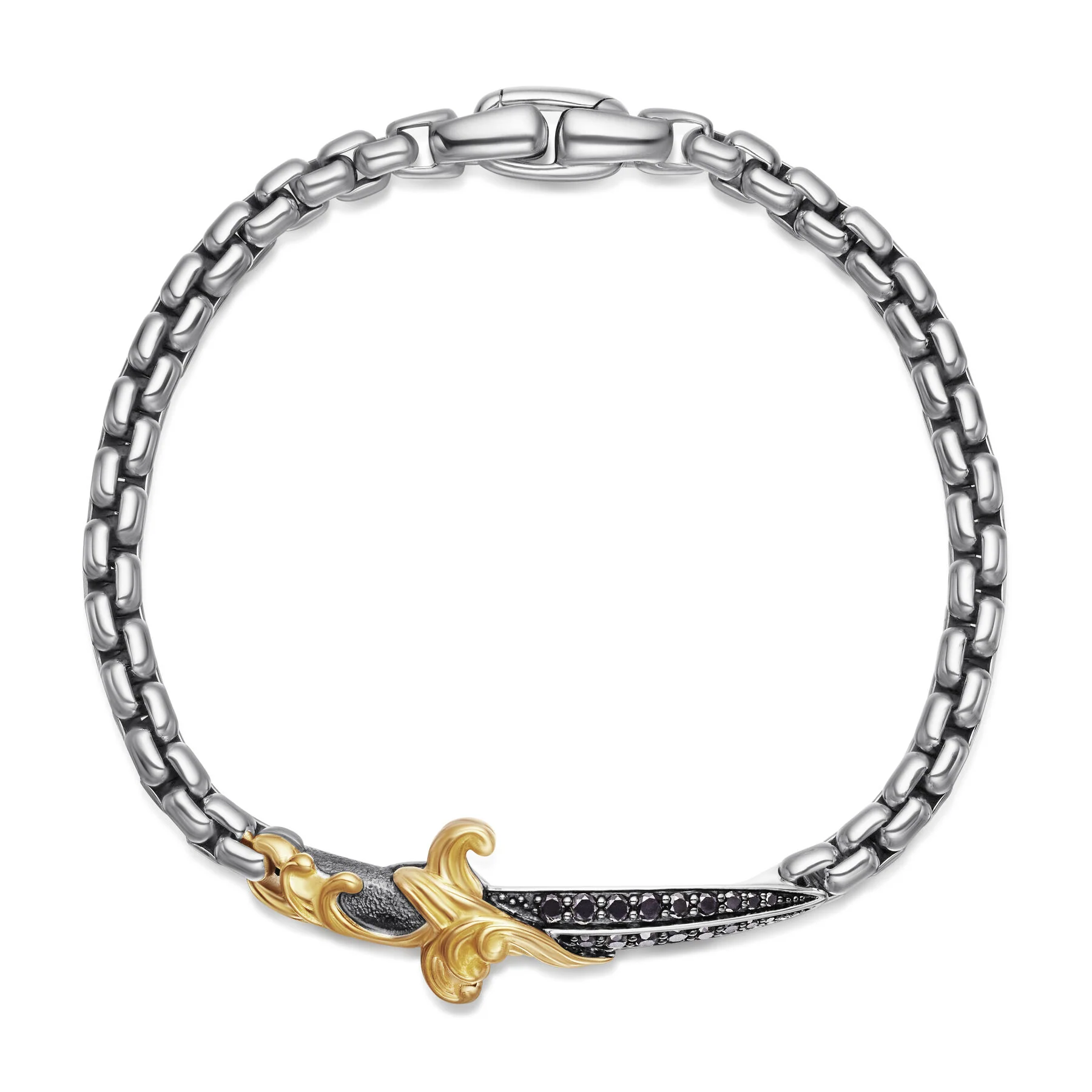 David Yurman The Waves Collection Bracelet in Silver and 18-Karat Yellow Gold - Image 2
