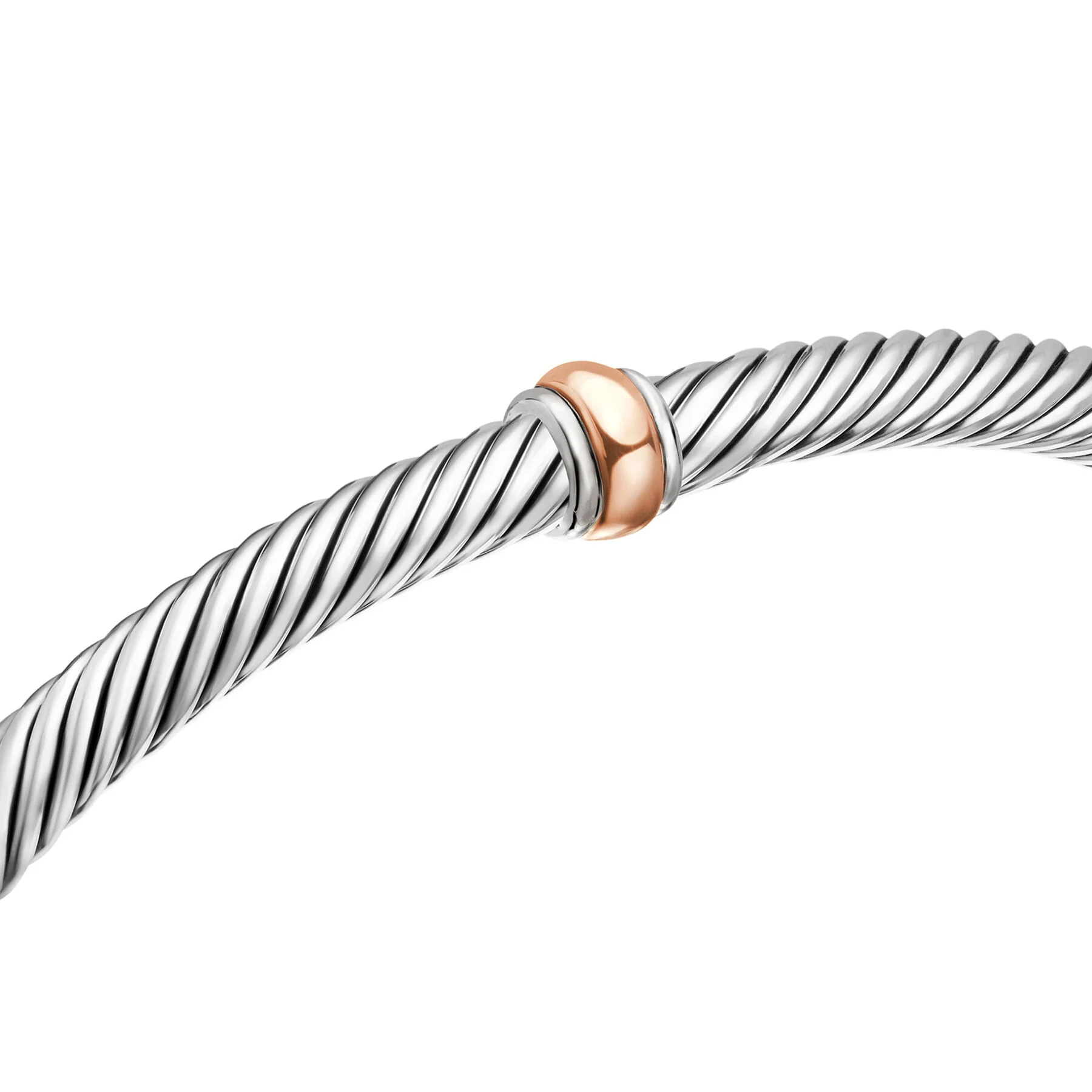 David Yurman The Cable Collection® Bracelet in Stainless Steel and 18-Karat Rose Gold - Image 4