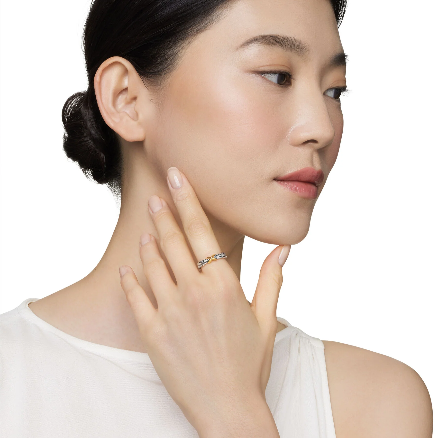 David Yurman The X Collection Ring in Silver and 18-Karat Yellow Gold - Image 5