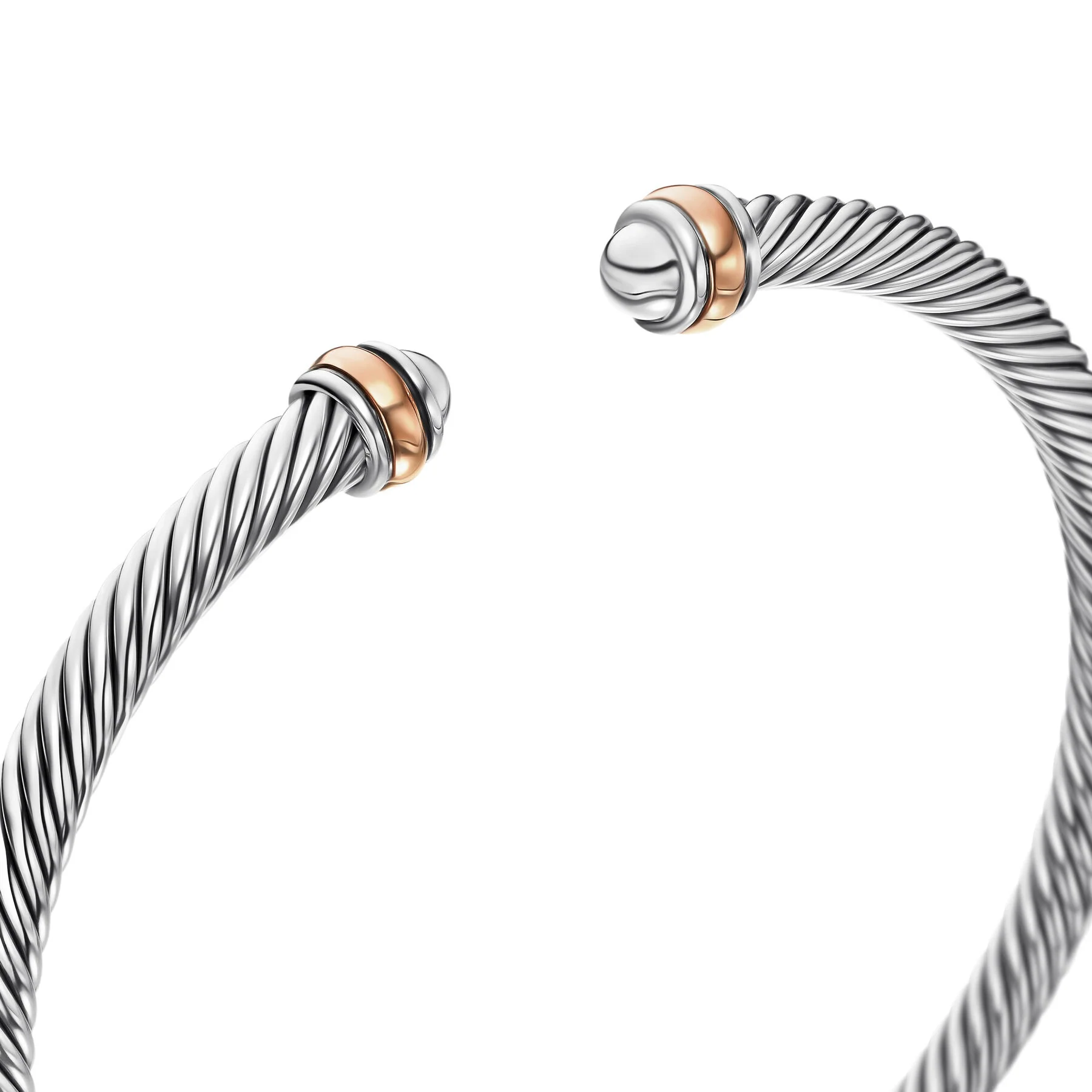 David Yurman The Cable Collection® Bracelet in Stainless Steel and 18-Karat Rose Gold - Image 3