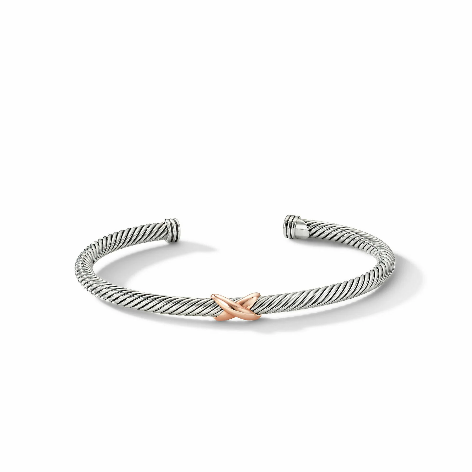 David Yurman The Cable Collection® Bracelet in Stainless Steel and 18-Karat Rose Gold - Image 2