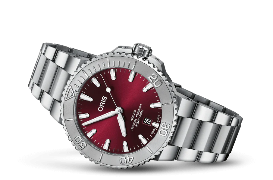 Oris Aquis Date Relief Watch with Cherry Dial, 41.50mm - Image 2