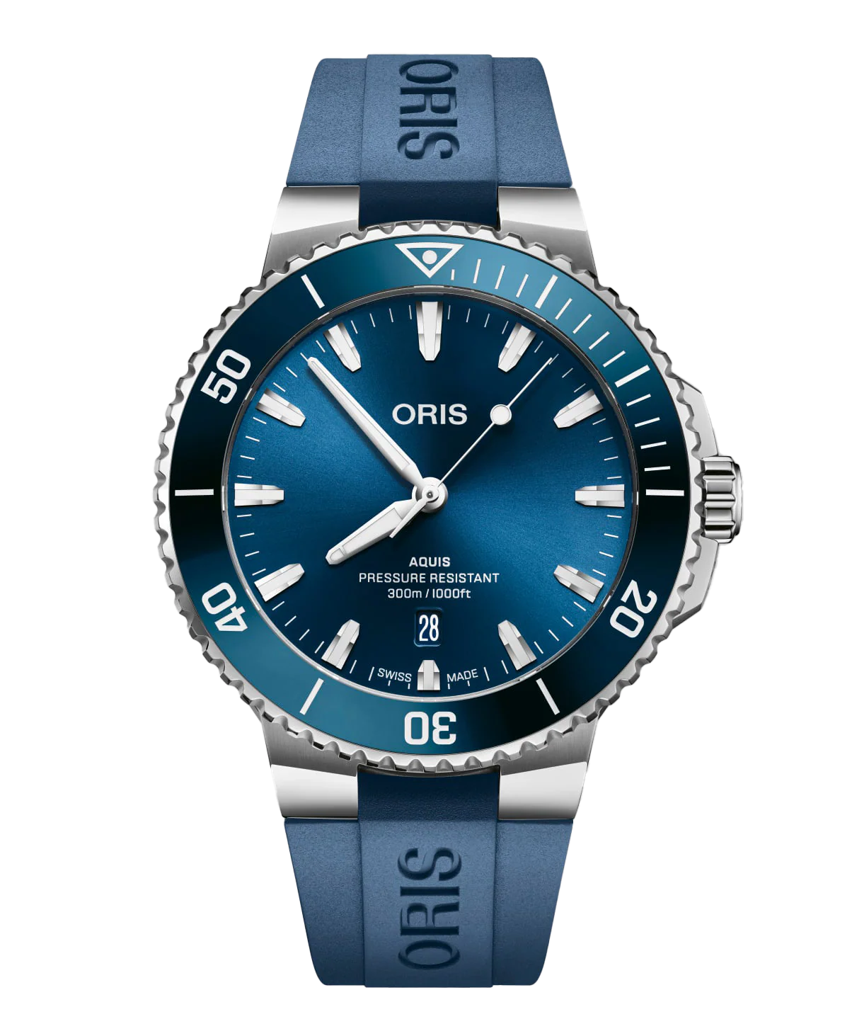 Oris Aquis Date Watch with Blue Rubber Strap, 43.50mm