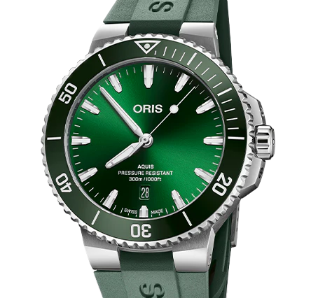 Oris Aquis Date Watch with Green Rubber Strap, 43.50mm - Image 4