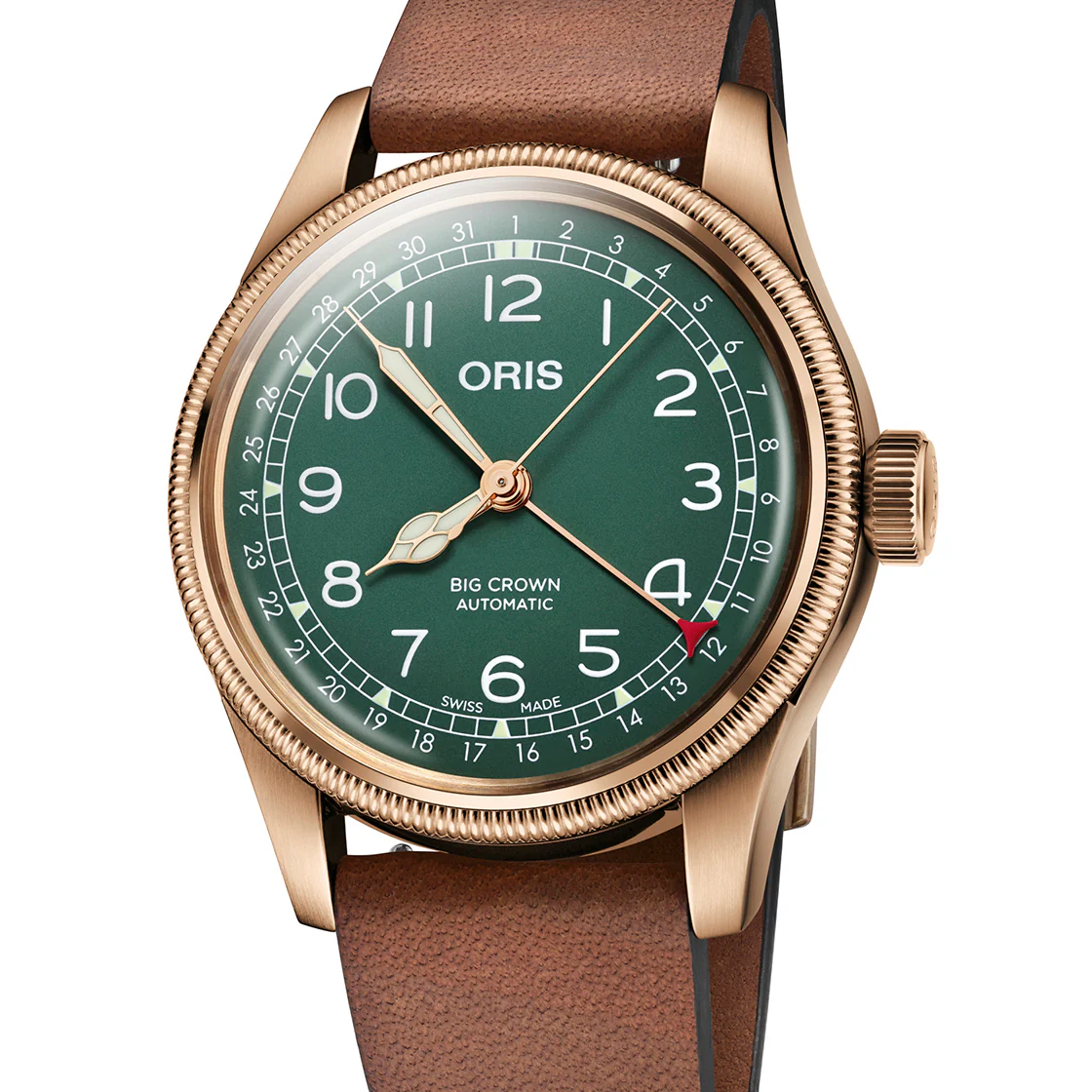 Oris Big Crown Pointer Date 80th Anniversary Edition Watch with Green Dial and Leather Watch - Image 2