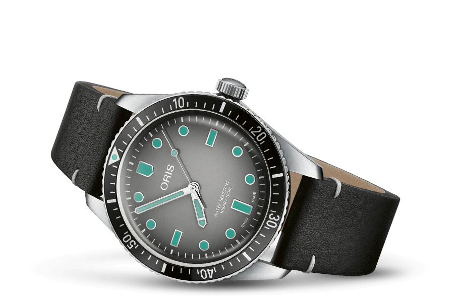 Oris Divers Sixty-Five Watch with Grey Dial and Leather Strap, 40mm - Image 3