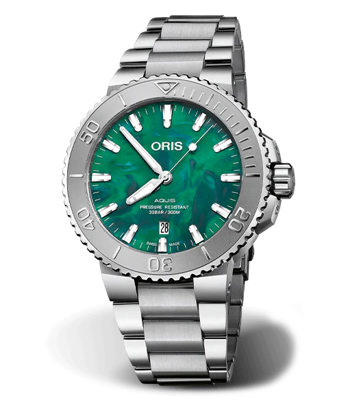Oris X Bracenet Watch with Green Dial, 43.5mm
