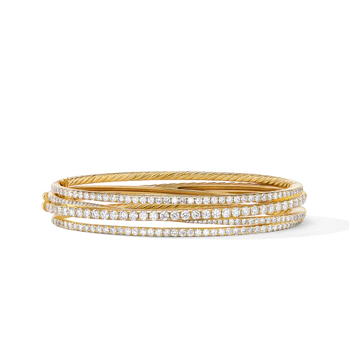 Pavé Crossover Four Row Bracelet in 18K Yellow Gold with Diamonds