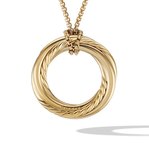 Pavé Crossover Pendant Necklace in 18K Yellow Gold with Diamonds - Image 2