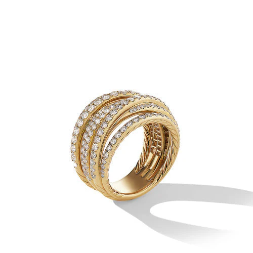 Pavé Crossover Ring in 18K Yellow Gold with Diamonds, Size 8 - Image 2
