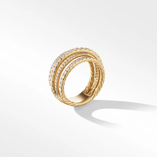 Pavé Crossover Ring in 18K Yellow Gold with Diamonds, Size 6 - Image 2