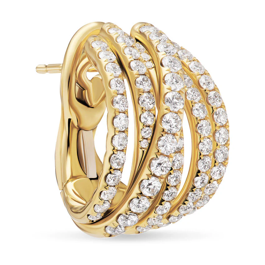 Pavé Crossover Shrimp Earrings in 18K Yellow Gold with Diamonds, 19.6mm - Image 4
