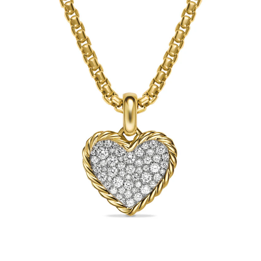 Pavé Heart Amulet in 18K Yellow Gold with Diamonds, 15.6mm - Image 2