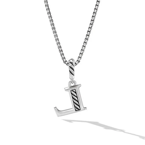 Pavé Initial Pendant Necklace in Sterling Silver with Diamonds - Image 3