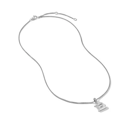 Pavé Initial Pendant Necklace in Sterling Silver with Diamonds - Image 2