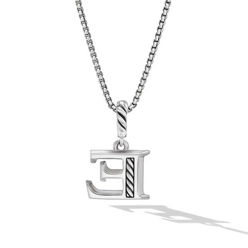 Pavé Initial Pendant Necklace in Sterling Silver with Diamonds - Image 3