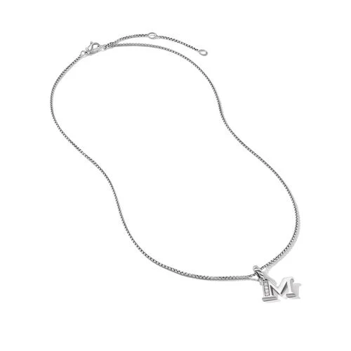 Pavé Initial Pendant Necklace in Sterling Silver with Diamonds - Image 2