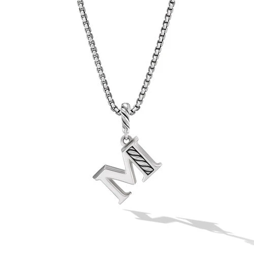 Pavé Initial Pendant Necklace in Sterling Silver with Diamonds - Image 3