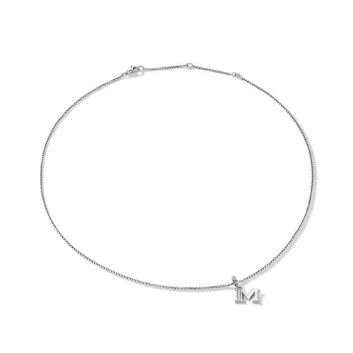 Pavé Initial Pendant Necklace in Sterling Silver with Diamonds - Image 4