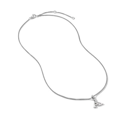 Pavé Initial Pendant Necklace in Sterling Silver with Diamonds - Image 2