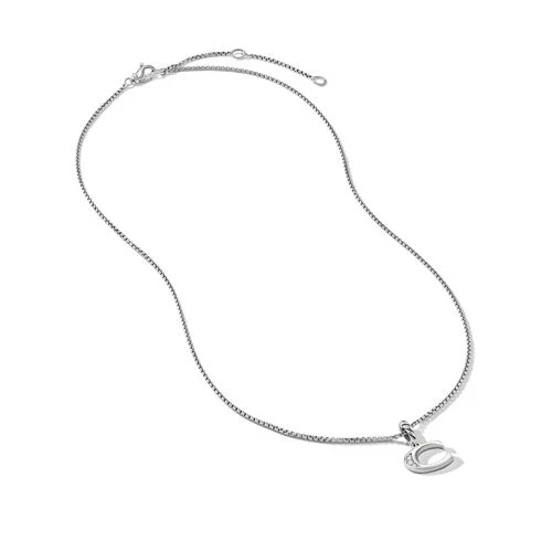 Pavé Initial Pendant Necklace in Sterling Silver with Diamonds - Image 2