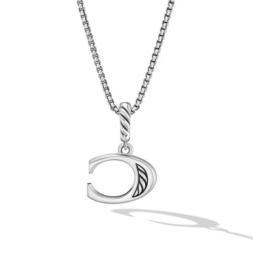 Pavé Initial Pendant Necklace in Sterling Silver with Diamonds - Image 3