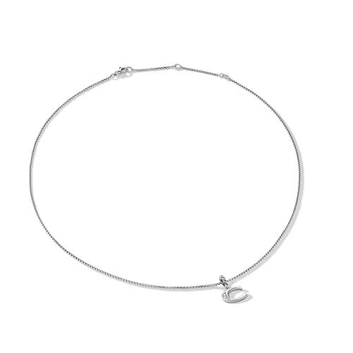 Pavé Initial Pendant Necklace in Sterling Silver with Diamonds - Image 4