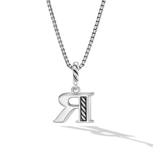 Pavé Initial Pendant Necklace in Sterling Silver with Diamonds - Image 3