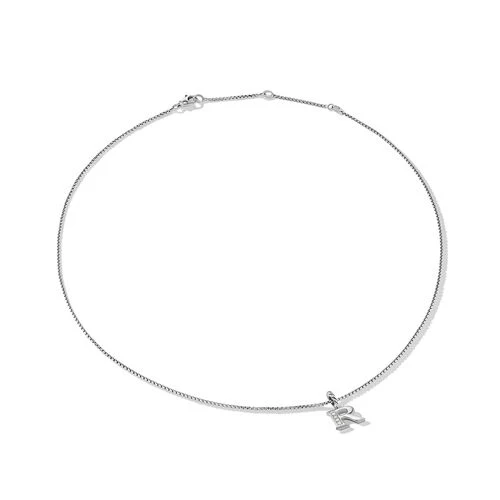 Pavé Initial Pendant Necklace in Sterling Silver with Diamonds - Image 4