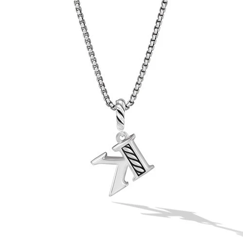 Pavé Initial Pendant Necklace in Sterling Silver with Diamonds - Image 3