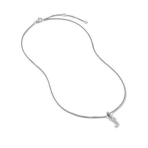 Pavé Initial Pendant Necklace in Sterling Silver with Diamonds - Image 2