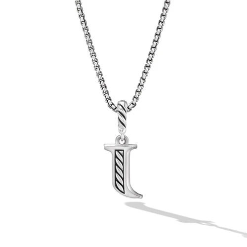 Pavé Initial Pendant Necklace in Sterling Silver with Diamonds - Image 3