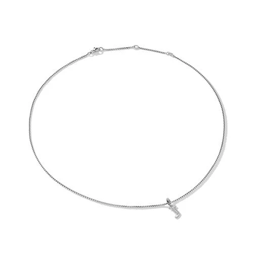 Pavé Initial Pendant Necklace in Sterling Silver with Diamonds - Image 4