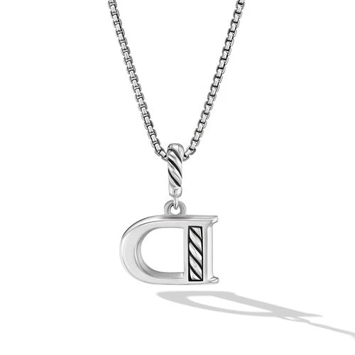 Pavé Initial Pendant Necklace in Sterling Silver with Diamonds - Image 3