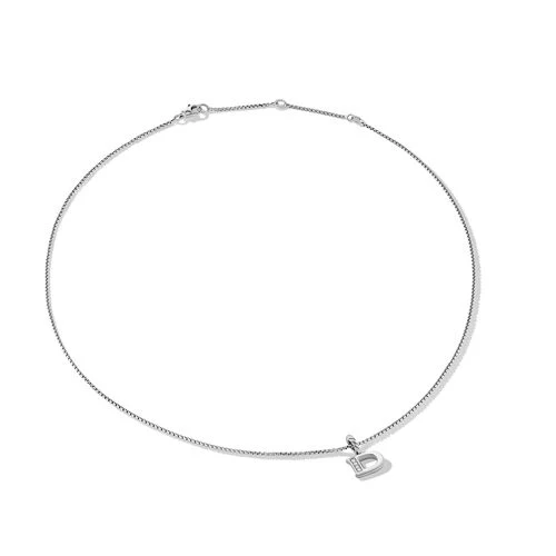 Pavé Initial Pendant Necklace in Sterling Silver with Diamonds - Image 4
