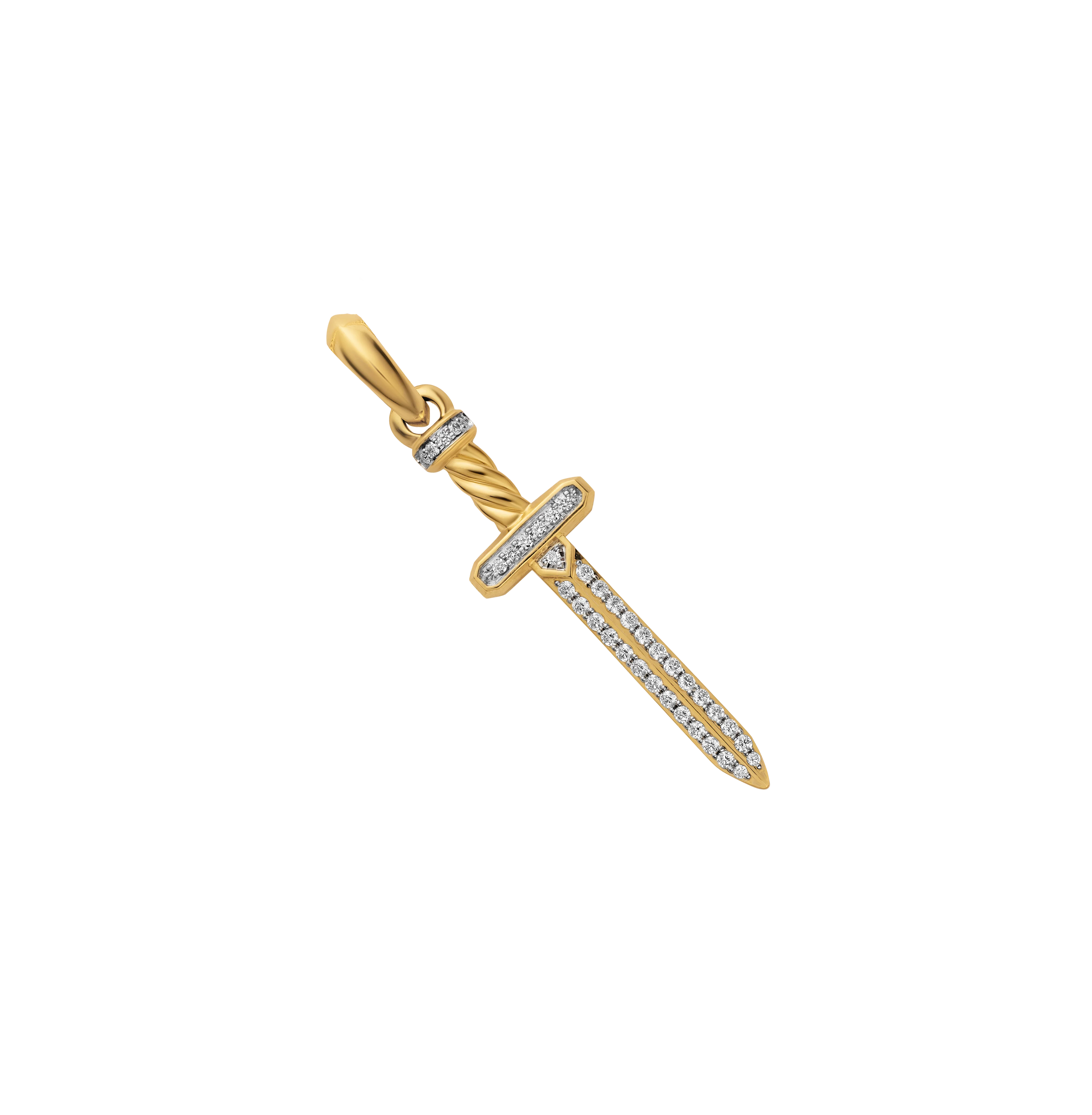 Pavé Sword Amulet in 18K Yellow Gold with Diamonds, 41.3mm
