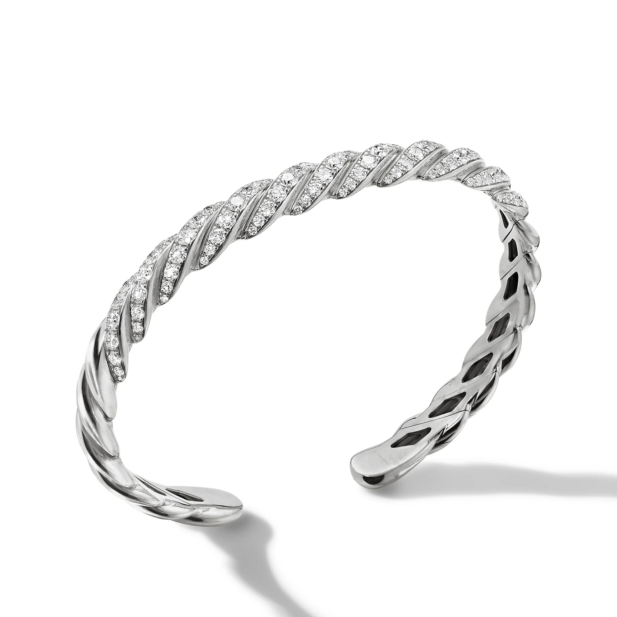 Pavéflex Bracelet in 18K White Gold with Diamonds, Size Medium