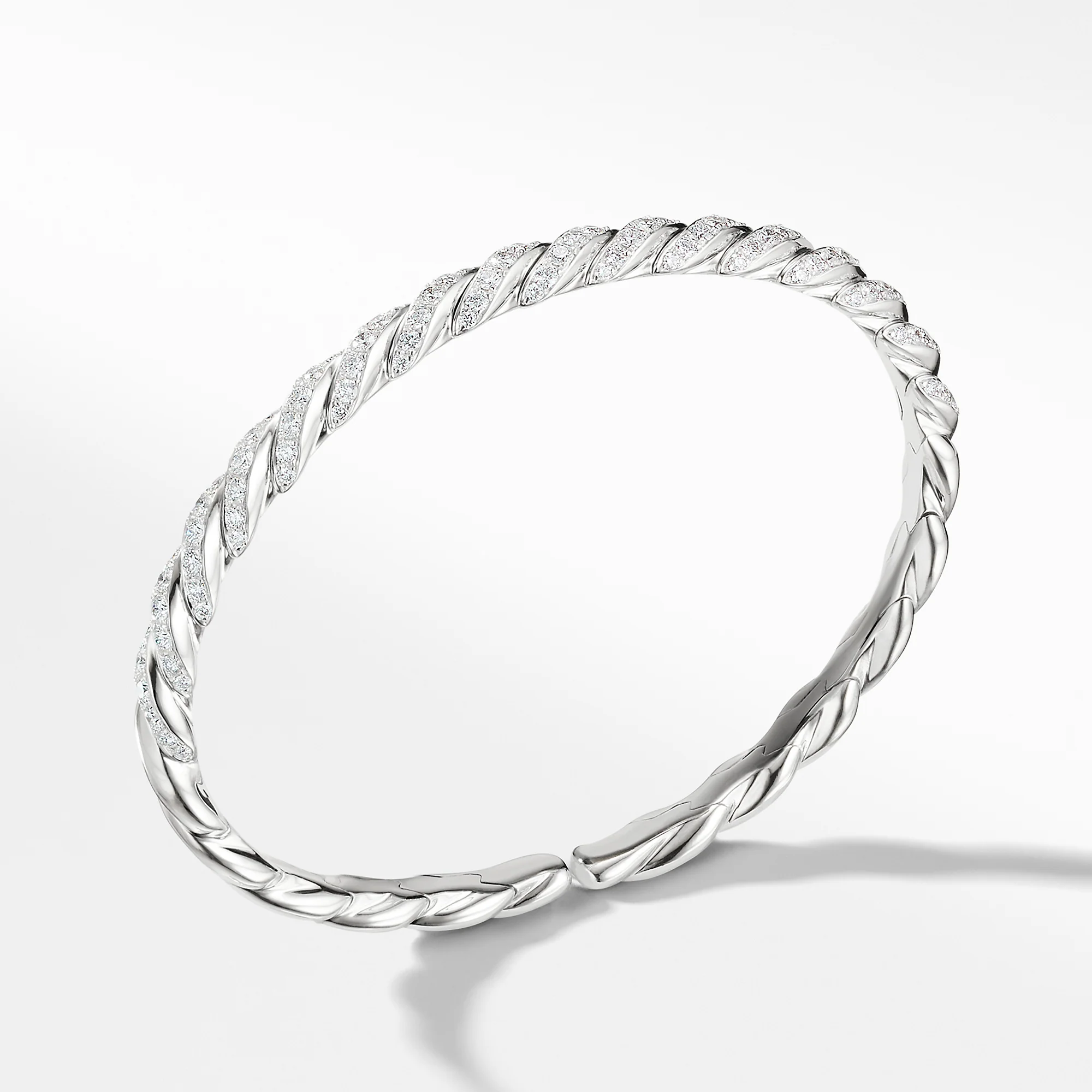 Pavéflex Bracelet with Diamonds in White Gold, 5mm, Size Medium