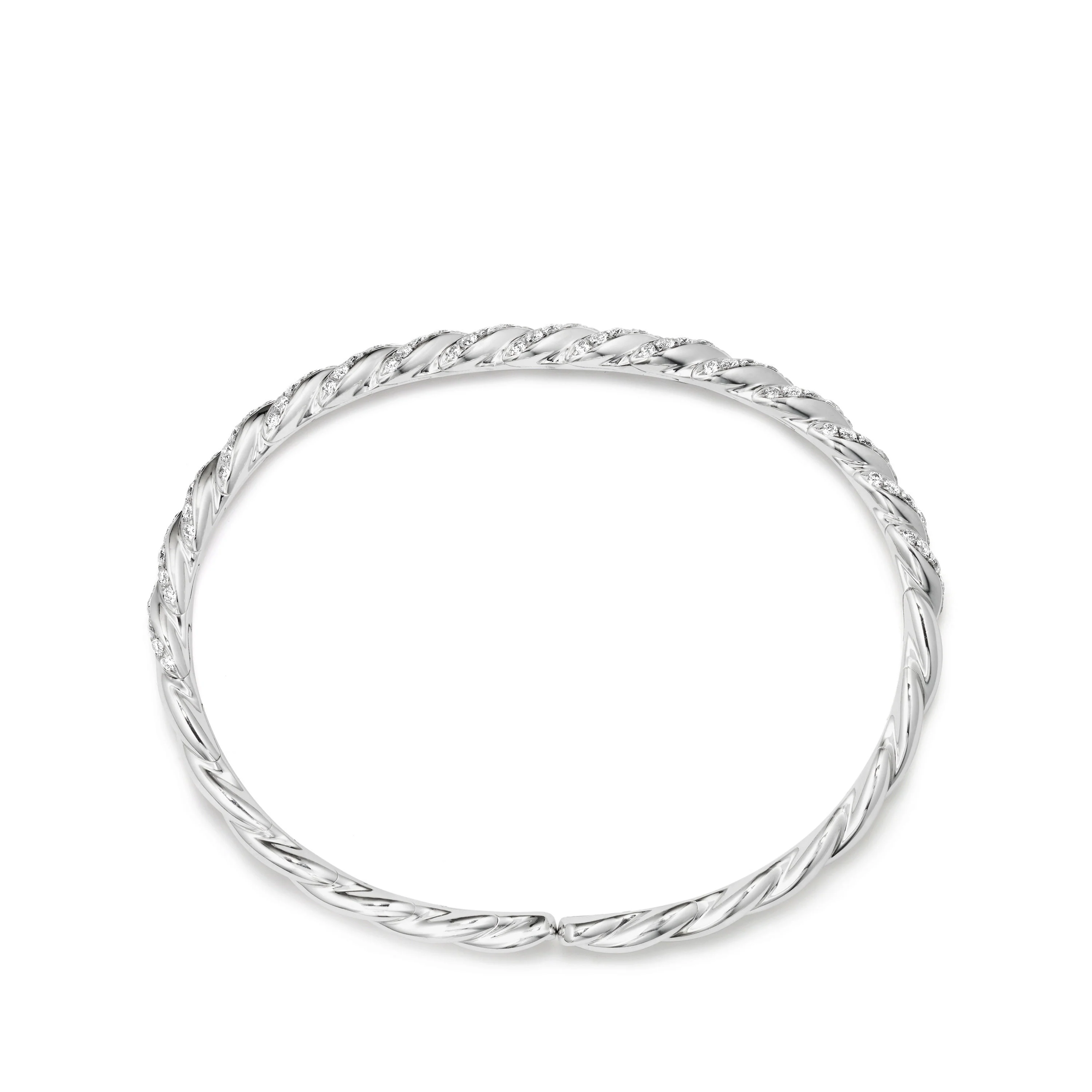 Pavéflex Bracelet with Diamonds in White Gold, 5mm, Size Medium - Image 2