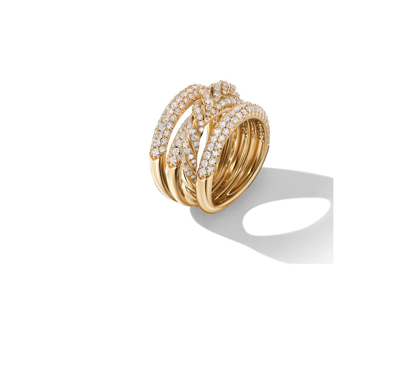 Paveflex Four Row Ring in 18K Yellow Gold with Diamonds