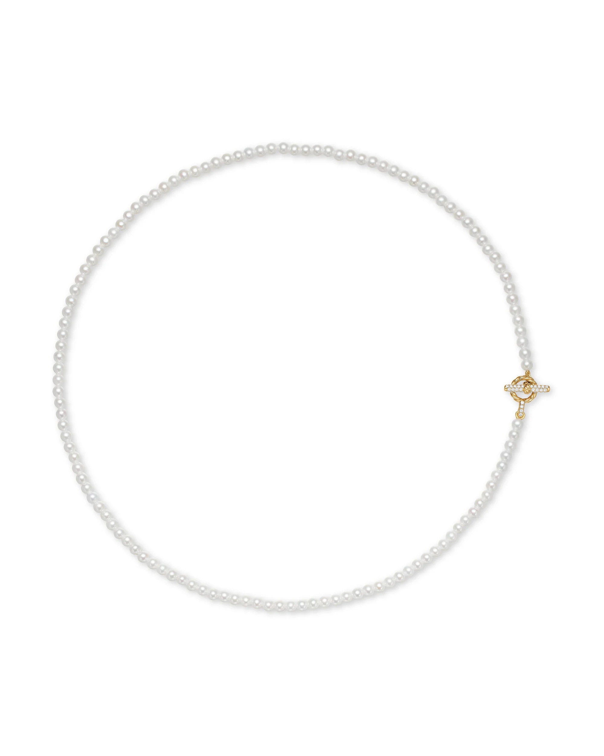 Pearl Classics Petite Toggle Necklace in 18K Yellow Gold with Diamonds, 3mm, 17"