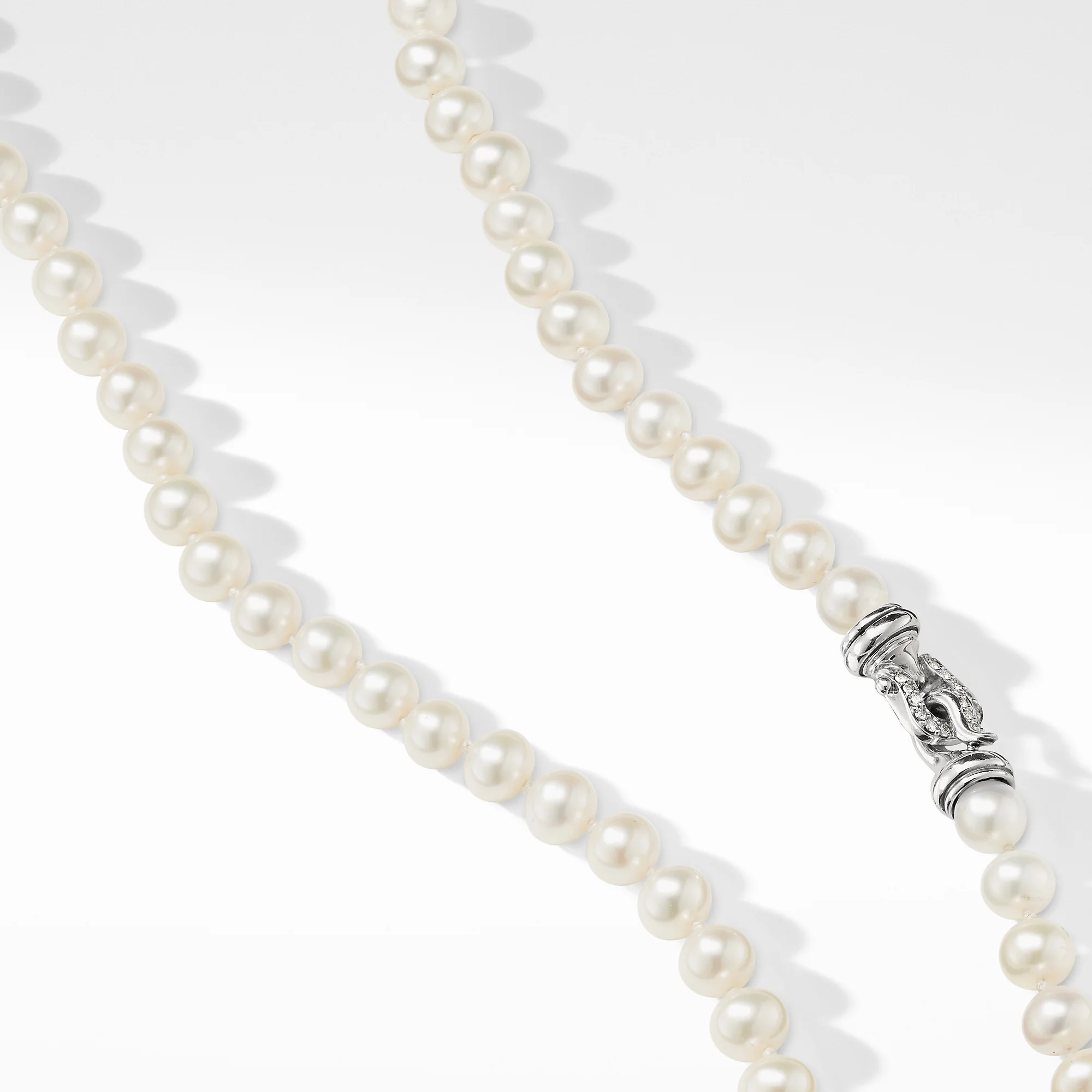 Pearl Necklace with Diamonds, 18" Length - Image 2