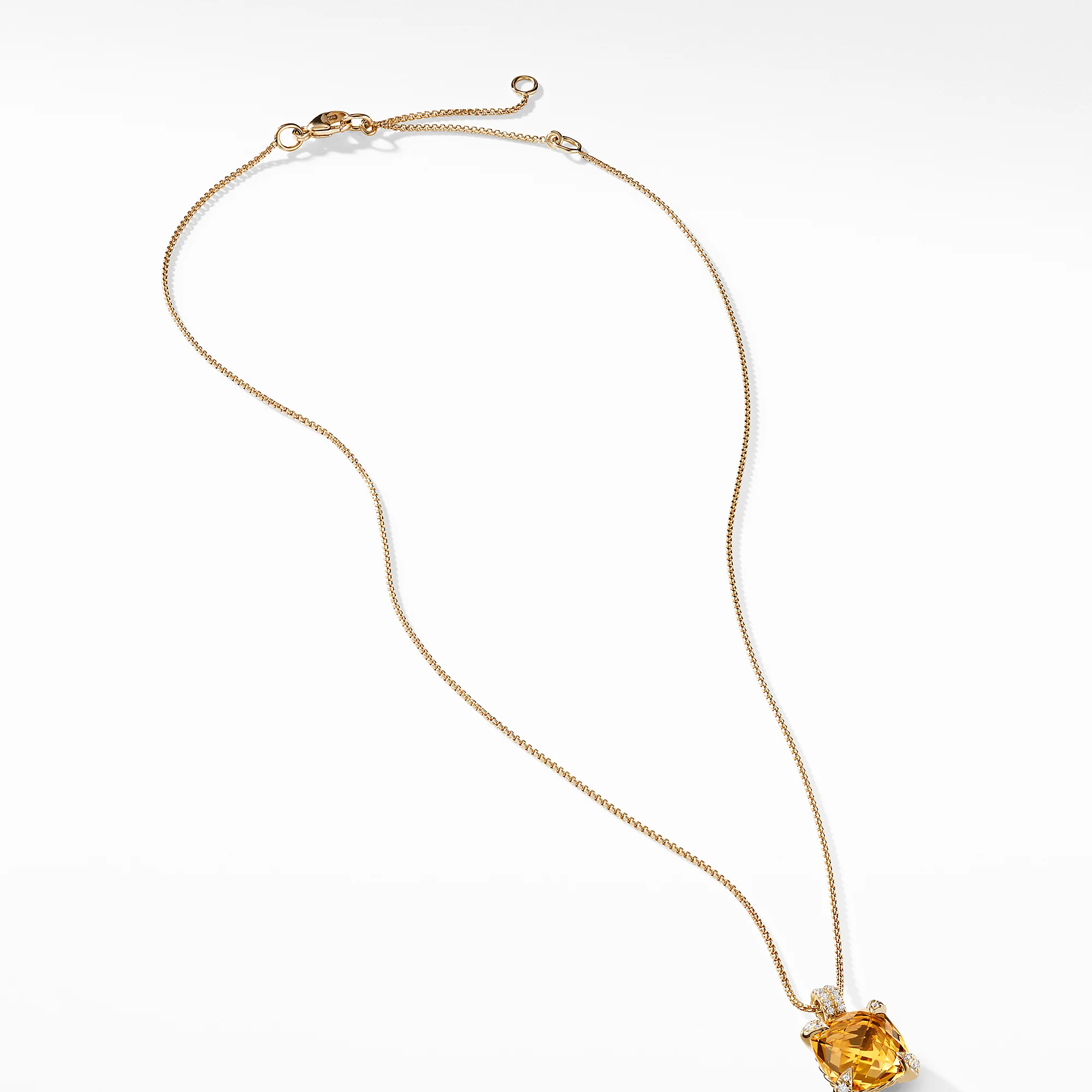 Pendant Necklace with Citrine and Diamonds in 18K Gold, 18" Length - Image 2