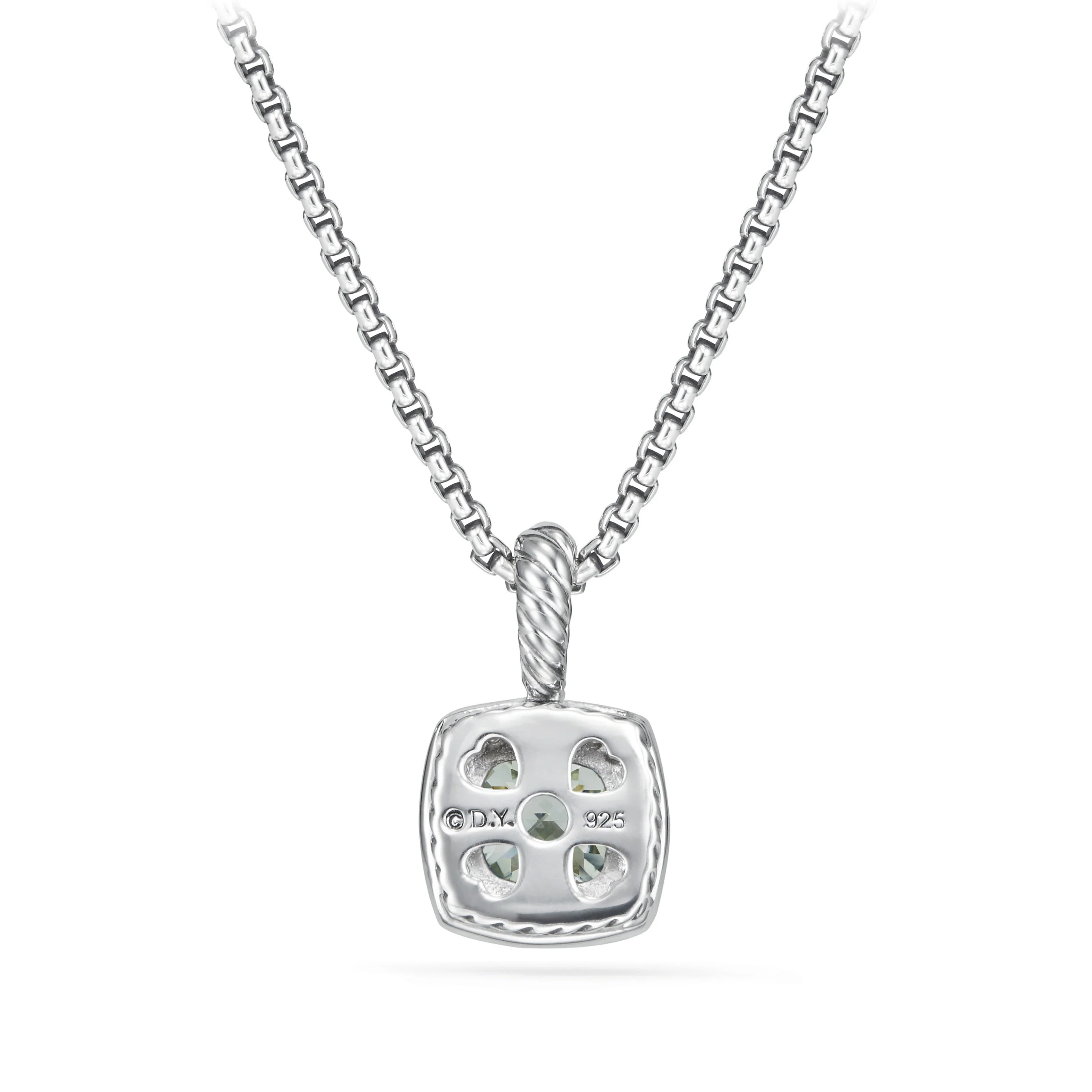Pendant Necklace with Prasiolite and Diamonds, 17" Length - Image 2