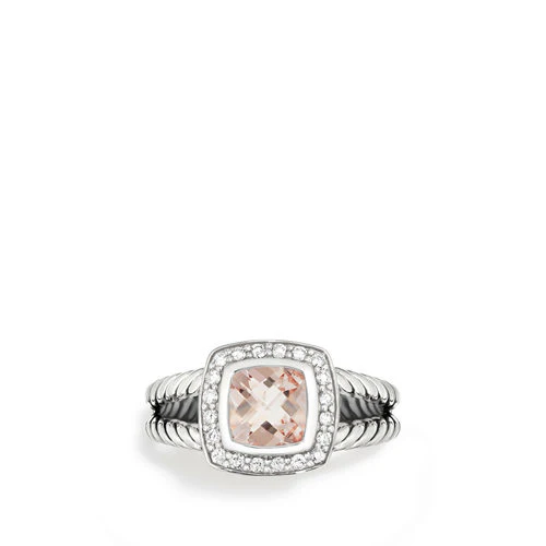 Petite Albion Ring with Morganite and Diamonds, Size 5 - Image 3